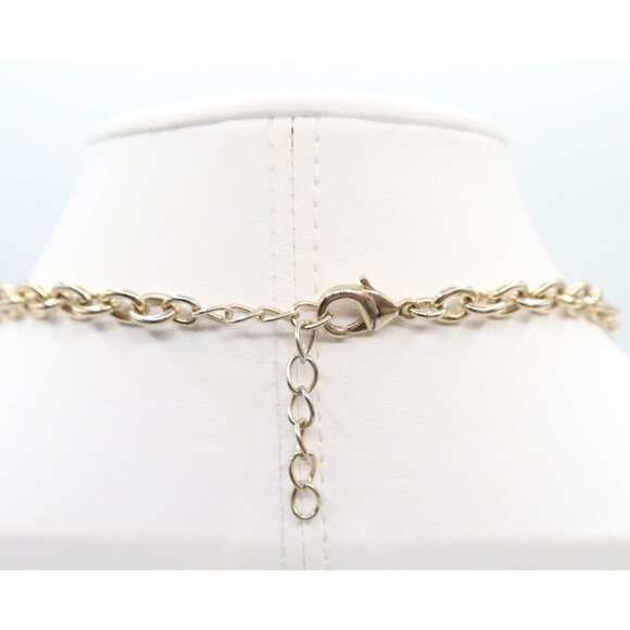 ANN TAYLOR Retro MCM Atomic Style Gold Tone Resin Cabochon Necklace Funky Mod - Picture 7 of 10